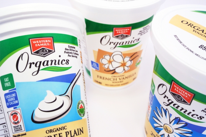 Western Family Organic Yogurt Packaging Design, Package Design, Graphic Design, Vancouver Graphic Designer, Label Design, Illustration